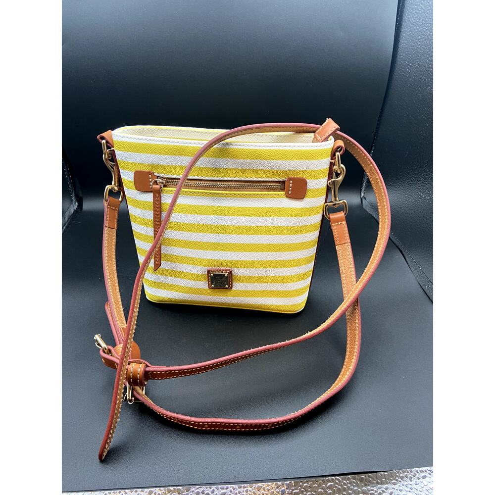 Dooney & Bourke Sullivan small zip crossbody Yellow/white striped.